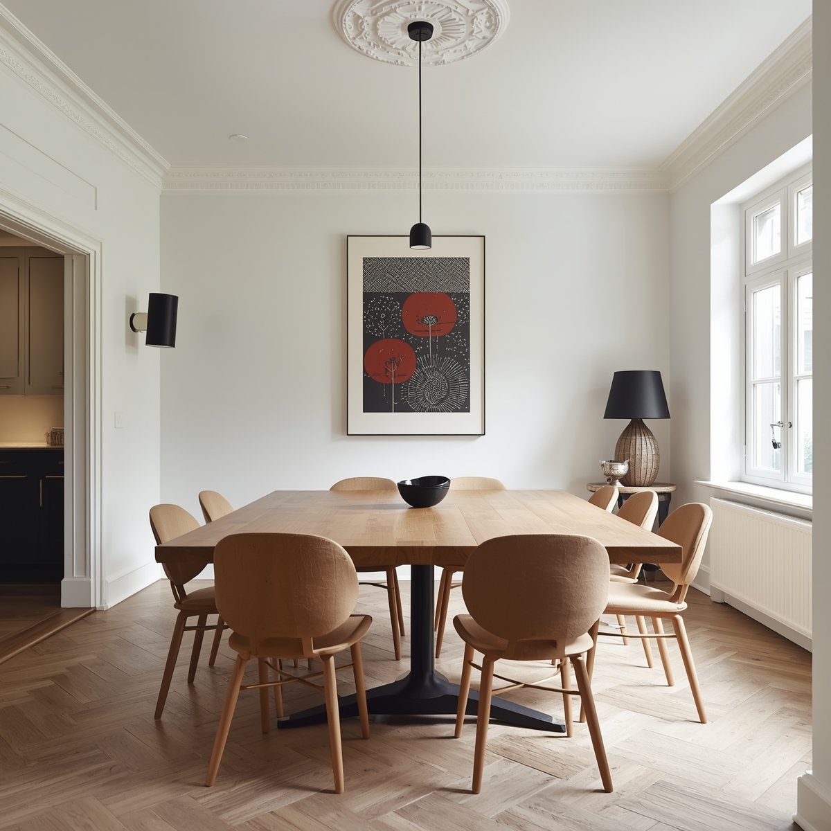 Åbent køkken med spiseplads